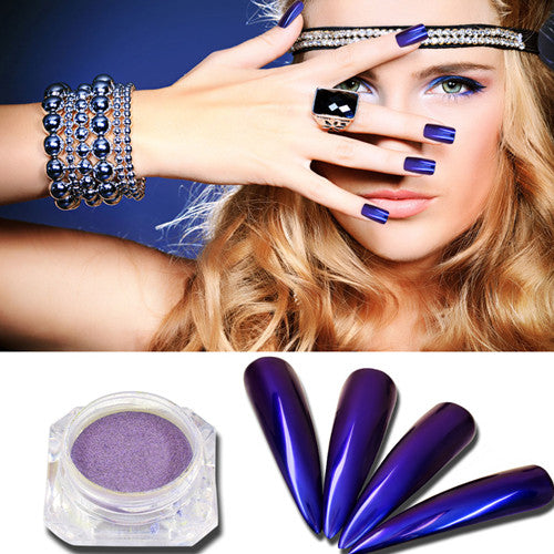 0.5g/Box Purple Mermaid Mirror Nail Powder Nail Art Chrome Pigment Gli